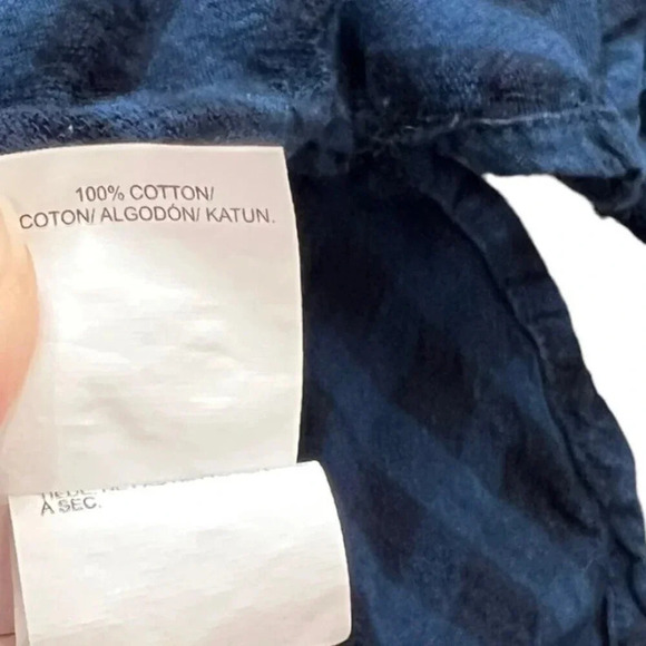 Lucky Brand Blue Checked Cotton Knit Top M - Picture 4 of 4